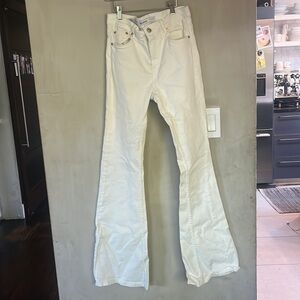 White denim high rise flare jeans from bershka